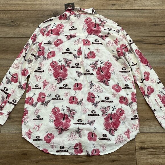 Women's Wes and Willy Button Up Shirt SZ Large Georgia Sports Floral Blouse - Picture 12 of 12